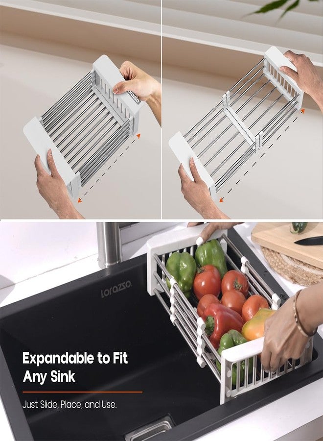 Lorazzo Over-The-Sink Expandable Colander - Stainless Steel Vegetable Washing Basket | Kitchen Sink Strainer Steel | Drain Basket | Kitchen Sink Accessories | 1-Year LORAZZO Limited Warranty - Image 3